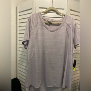 XERSION Women’s Plus “Short Sleeve Workout T-Shirt” Size 3X Lilac Stripe NWT